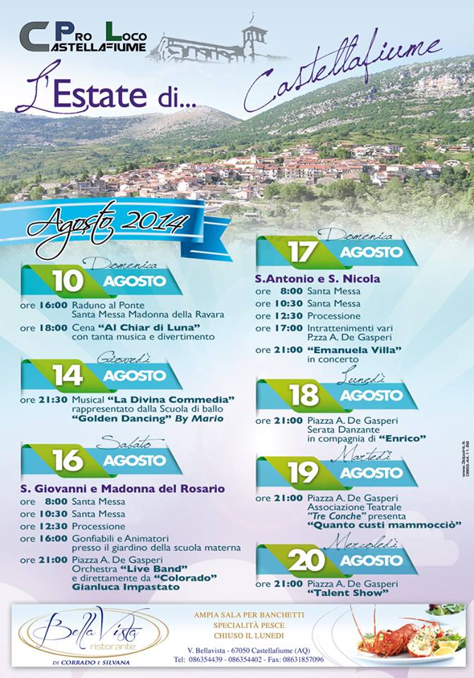 Programma Eventi agosto 2014 - L'estate di Castellafiume